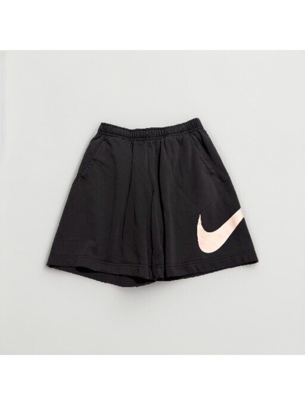 Nike Fleece Shorts Mens Large Black Good Oversized Swoosh Logo Athletic Sz M